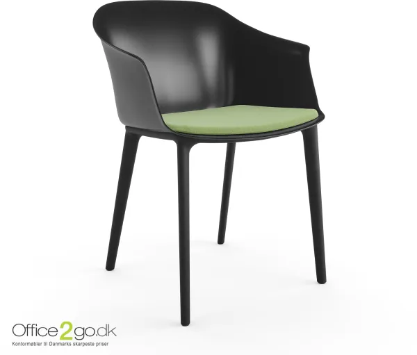 Cadeira Polytone C - pernas pretas - assento estofado