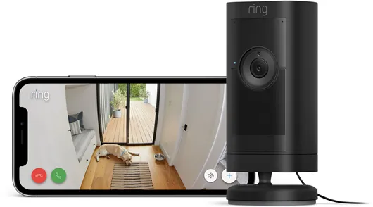Ring Stick Up Cam Pro câmara de segurança exterior com ficha elétrica, Preto